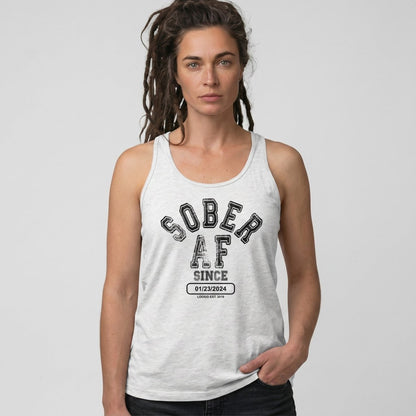 Sober AF Since Sober Tank Top lifestyle view (view 25)