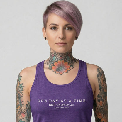One Day At a Time Sober Tank Top close-up view (view 12)