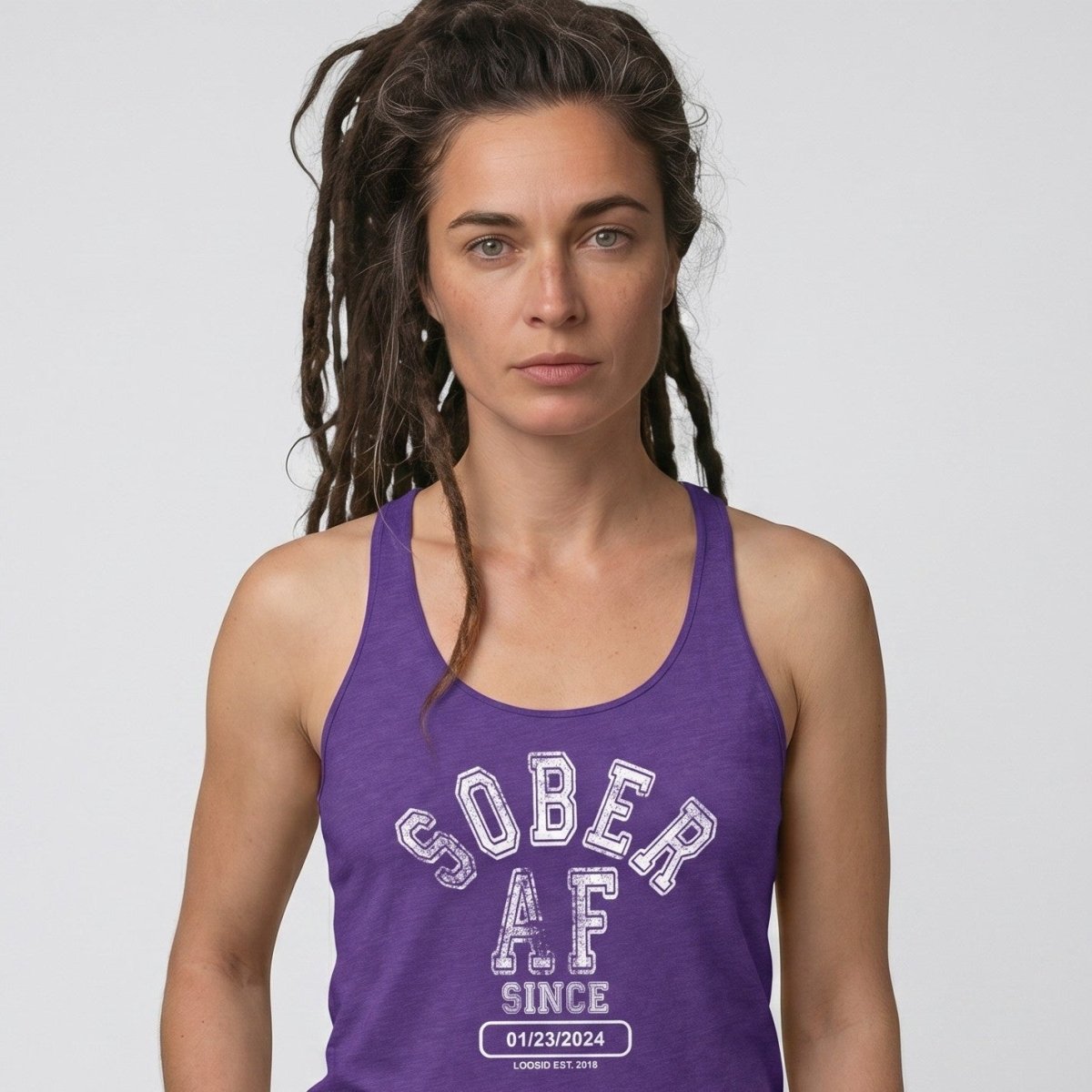 Sober AF Since Sober Tank Top fit detail (view 9)