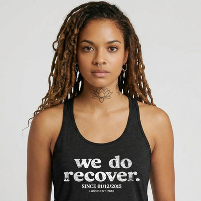 We Do Recover Sober Tank Top close-up view (view 2)
