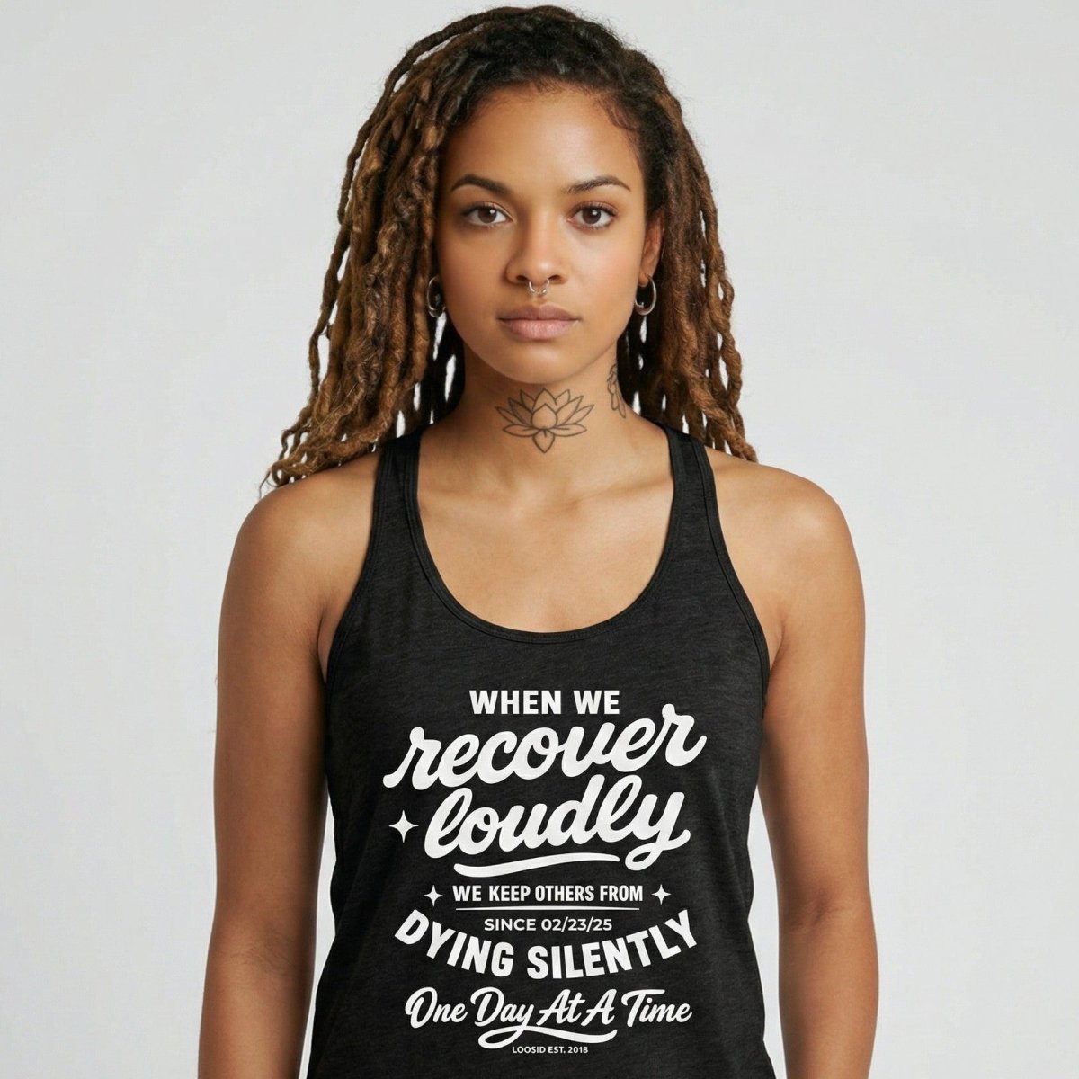 When We Recover Loudly Sober Tank Top close-up view (view 2)