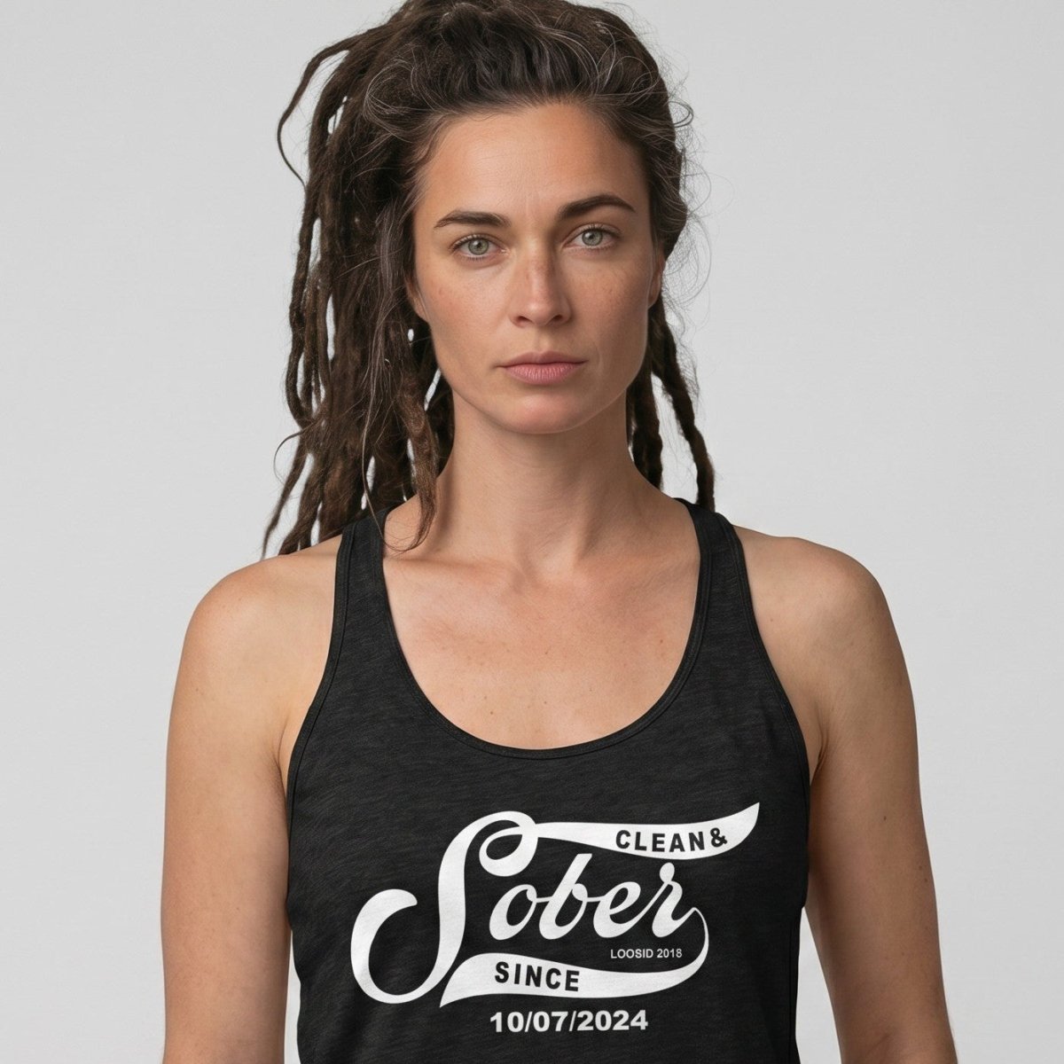 Loosid Sober Since Sober Tank Top featuring the design