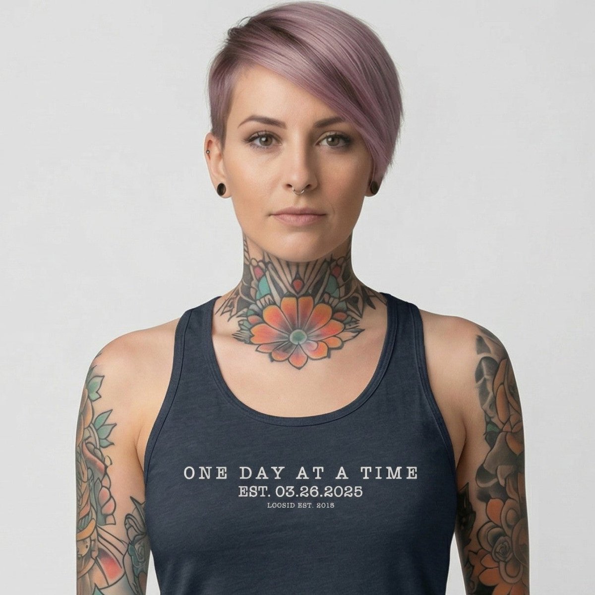 One Day At a Time Sober Tank Top fit detail (view 9)