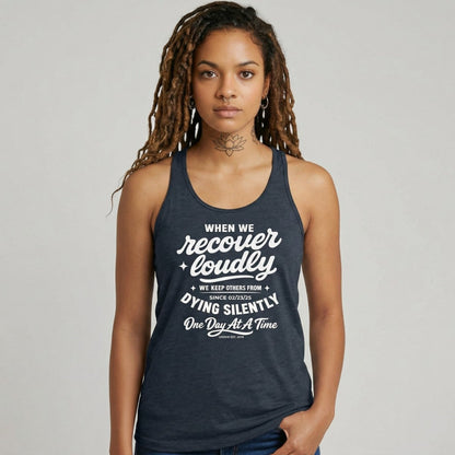 When We Recover Loudly Sober Tank Top back view (view 7)