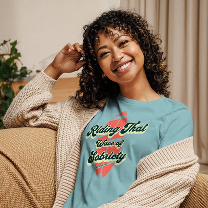 Sobriety Wave Women's Sober Sober T Shirt flat lay styled image (view 3)