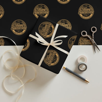 Happy Soberversary Shield Wrapping Paper Sobriety Gift flat lay styled image (view 3)