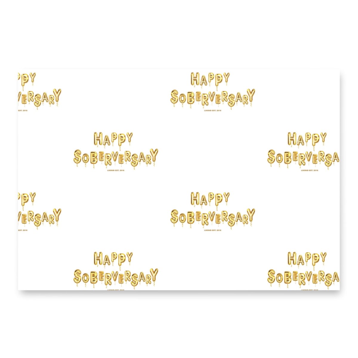 White Happy Soberversary Balloons Wrapping Paper Sobriety Gift close-up view (view 2)