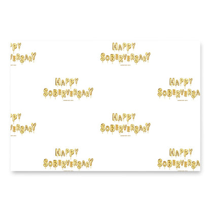 White Happy Soberversary Balloons Wrapping Paper Sobriety Gift close-up view (view 2)