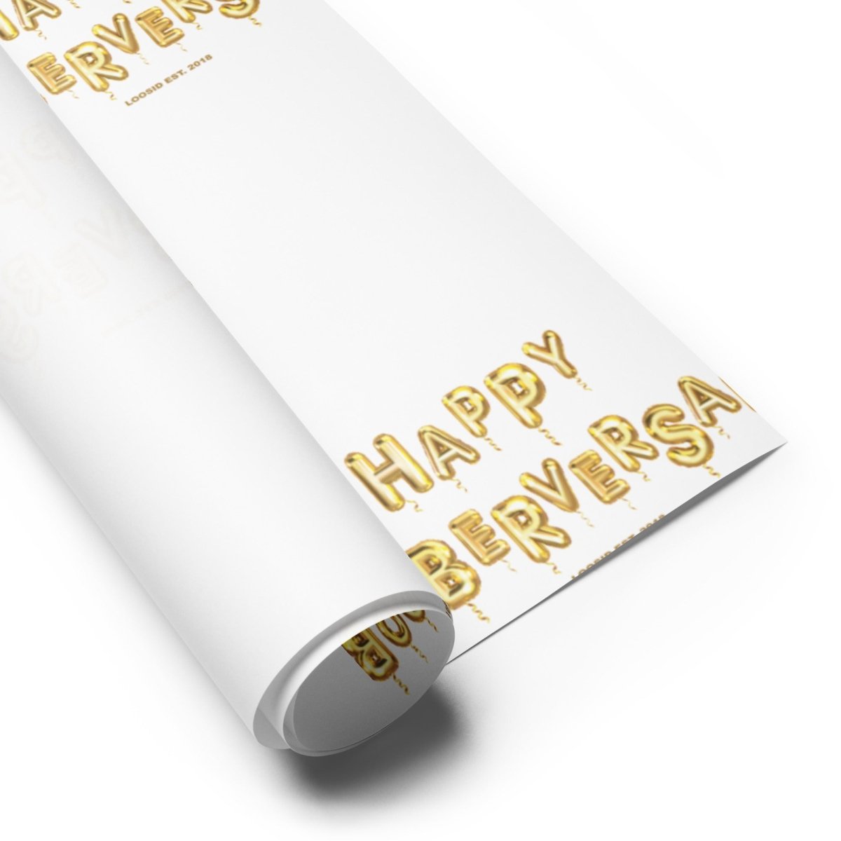 White Happy Soberversary Balloons Wrapping Paper Sobriety Gift flat lay styled image (view 3)