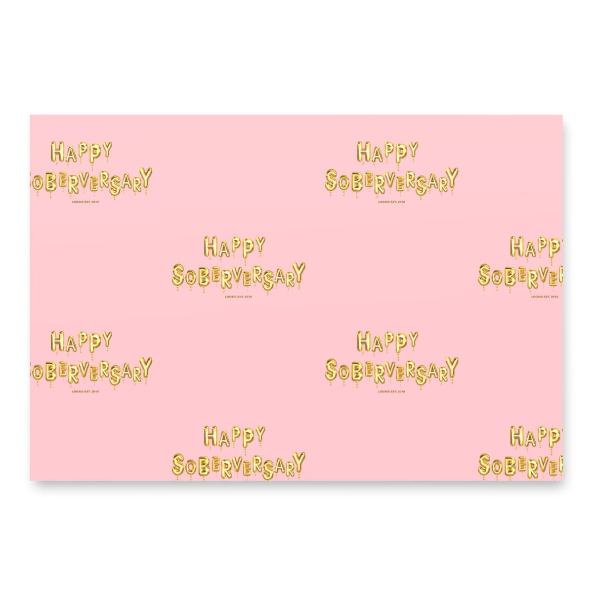 Pink Happy Soberversary Balloons Wrapping Paper Sobriety Gift close-up view (view 2)