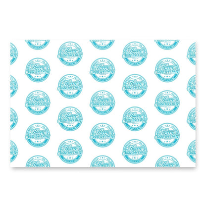 Lt. Blue Happy Soberversary Shield Wrapping Paper Sobriety Gift close-up view (view 2)
