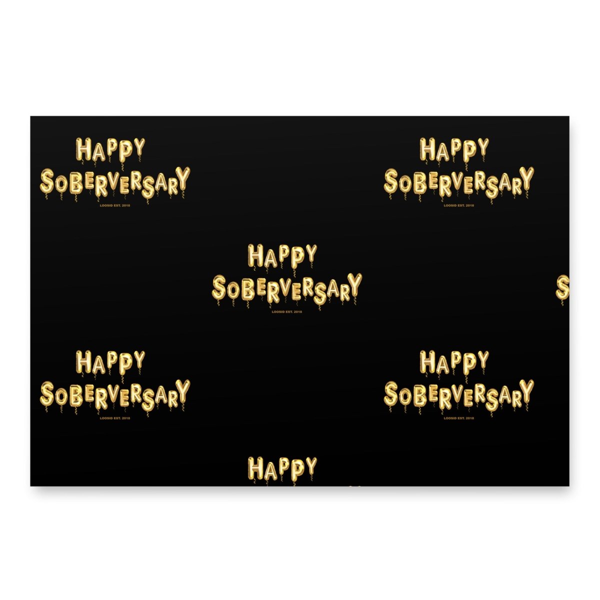 Black Happy Soberversary Balloons Wrapping Paper Sobriety Gift close-up view (view 2)