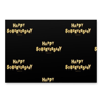 Black Happy Soberversary Balloons Wrapping Paper Sobriety Gift close-up view (view 2)