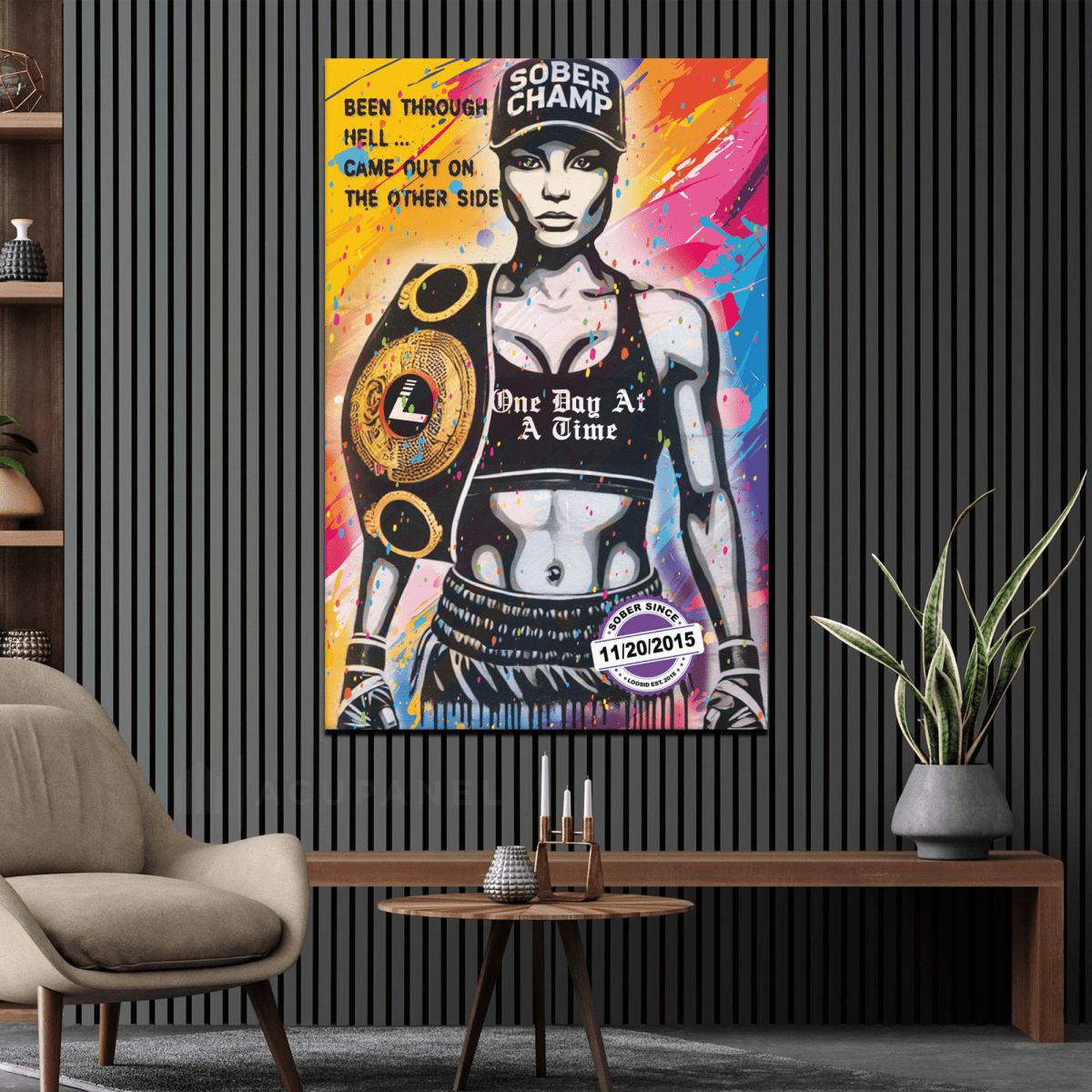 Loosid Sober Champ Women Sobriety Art featuring the design