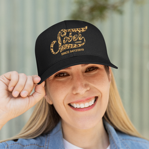 Leopard Sober Since Printed Trucker Cap w/ Personalized Sobriety Date